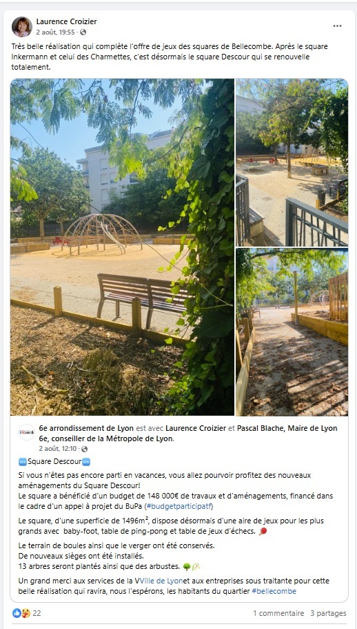 Tables d'Echecs square Descours - Bellecombe  et Parc Blandan